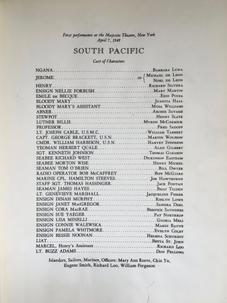 Rodgers, Richard. (1902-1979) & Hammerstein, Oscar. (1895-1960) South Pacific - Inscribed by Rodgers and Hammerstein, Mary Martin, Ezio Pinza, Joshua Logan, Leland Hayward and Myron McCormick