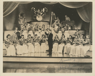 [Female Orchestra] Spitalny, Phil. (1890–1970)  &  Kaye, Evelyn. (1911–1990) Signed Photographs of Husband & Wife Pair and the All-Woman "Hour of Charm Orchestra"