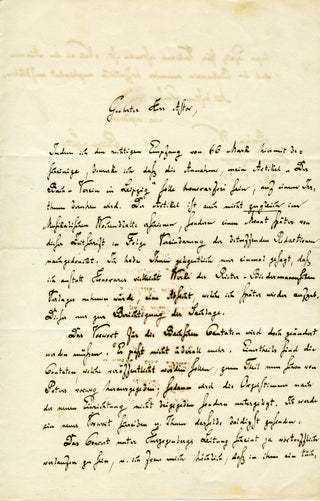 [Bach, J.S. (1685-1750)] Spitta, Julius August Philipp. (1841-1894) 1876 Autograph Letter to Edmund Astor - "The foreword for the Bach Cantatas will in fact have to be changed..."