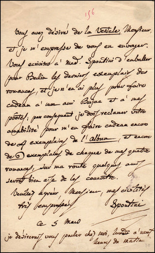 Spontini, Gaspare. (1774-1851) Autograph Letter