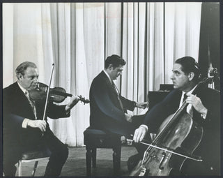 Stern, Isaac. (1920–2001) & Istomin, Eugene. (1925–2003) & Rose, Leonard. (1918–1984) Two Original Press Photographs