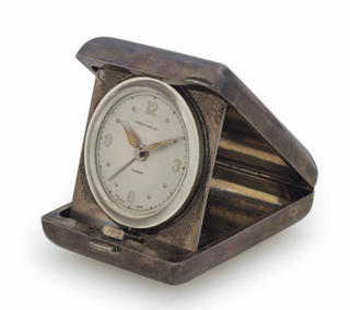 [Stevens, Risë. (1913–2013)] Engraved Sterling Silver Alarm Clock