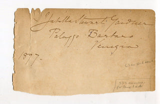 Gardner, Isabella Stewart. (1840–1924) Autograph Signature