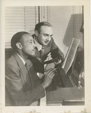 Still, William Grant. (1895–1978) & Kaufman, Louis. (1905–1994) Vintage Photograph studying the score of Still's 1943 Suite for Violin and Piano