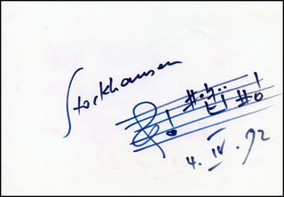 [20th Century Composer Musical Quotations] Stockhausen, Karlheinz.  (1928 - 2007) Autograph Musical Quotation