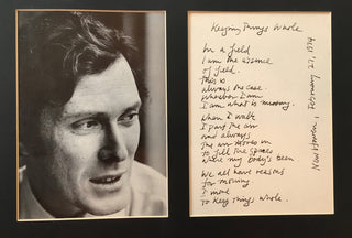 Strand, Mark. (1934-2014) "Keeping Things Whole" - Autograph Poem with Photograph