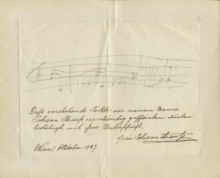 Strauss II, Johann. (1825–1899) & Deutsch, Adele. (1856–1930) Autograph Musical Quotation, Signed by his Wife