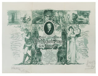 Strauss, Richard. (1864–1949) & Joseffy, Rafael. (1852–1915) Signed Menu with Autograph Musical Quotation "Till Eulenspiegels lustige Streiche"