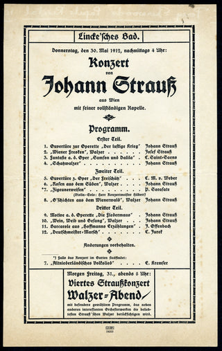 [Strauss, Johann. (1825 - 1899)] Strauss, Johann. (1866 - 1939) Original 1912 Dresden Program