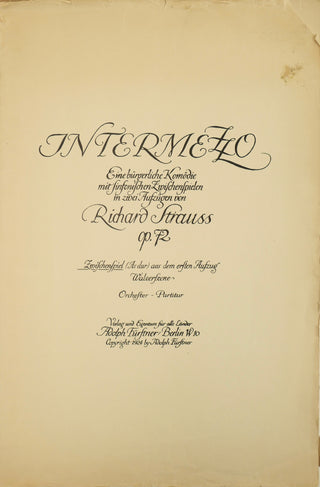 Strauss, Richard. (1864–1949) [Mitropoulos, Dimitri. (1896–1960)] "Intermezzo" [Interlude in A major from the first Act] - Conductor's Score from the Collection of Mitropoulos