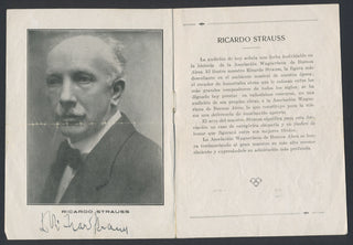 Strauss, Richard. (1864–1949) Signed Photograph in Buenos Aires Concert Program