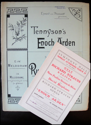 Strauss, Richard. (1864–1949) Tennyson's Enoch Arden für Pianoforte. Op. 38. WITH ORIGINAL PAULINE & RICHARD STRAUSS RECITAL PROGRAM