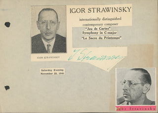 Stravinsky, Igor. (1882–1971) Autograph Signature