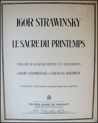 Stravinsky, Igor. (1882–1971) Le Sacre du Printemps. Réduction pour piano à quatre mains par l’auteur.