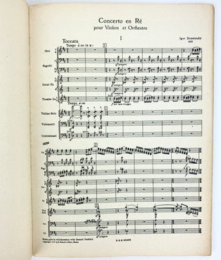 Stravinsky, Igor. (1882–1971) Concerto en ré pour Violon et Orchestre...Partition d'Orchestre. SIGNED SCORE