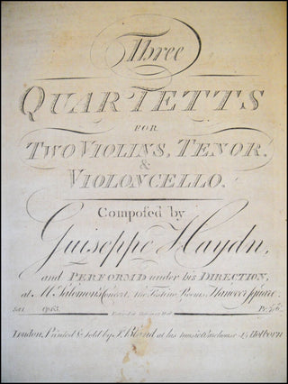 [String Quartets] Bach, Boccherini, Pleyel, Haydn etc. Rare Collection of 39 18th Century String Quartets