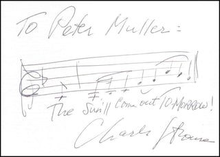 Strouse, Charles. (b. 1928) Autograph Musical Quotation, "The Sun'll Come Out."