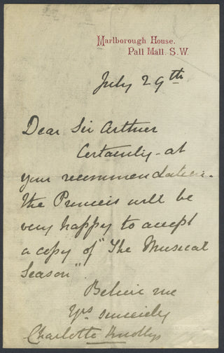 [Sullivan, Arthur. (1842–1900)] [Klein, Herman. (1856–1934)]  Group of Autograph Letters