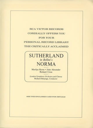 Sutherland, Joan. (1926–2010) Signed Promotional Mailer for RCA Victor Recording of "Norma"