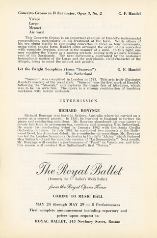 Sutherland, Joan. (1926–2010) Signed Program