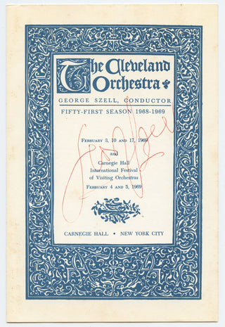 Szell, George. (1897–1970) [The Cleveland Orchestra] Signed Concert Program