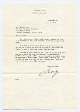 Szell, George. (1897–1970) Typed Letter Signed at New Year