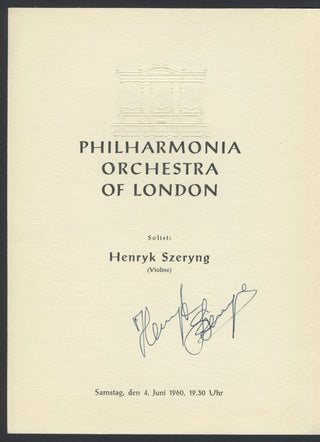 Szeryng, Henryk. (1918–1988) Signed Program