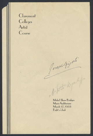 Szigeti, Joseph. (1892–1973) & Magaloff, Nikita. (1912–1992) Signed Program