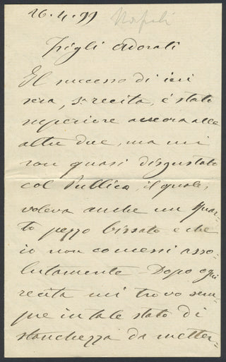 Tamagno, Francesco. (1850-1905) Two Autograph Letters, mentioning Verdi's Funeral