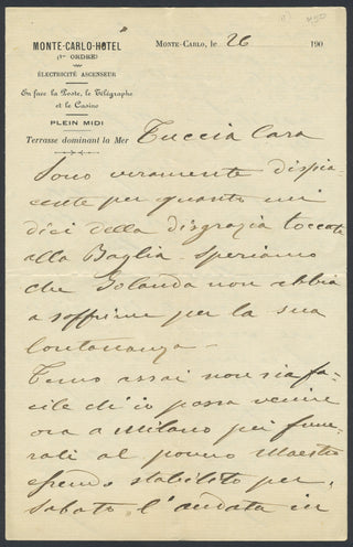 Tamagno, Francesco. (1850-1905) Two Autograph Letters, mentioning Verdi's Funeral