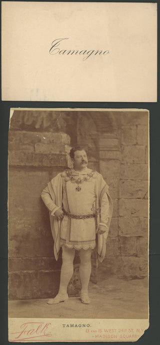 Tamagno, Francesco. (1850–1905) Signed Photograph with Printed Visiting Card