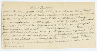 Tamburini, Antonio. (1800–1876) "My dear le Prince will dress[?] as valet." - Autograph Letter Signed