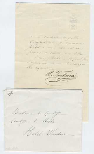 Tamburini, Antonio. (1800–1876) "Would you please permit an ex-artist to submit himself under your protection." - Autograph Letter Signed