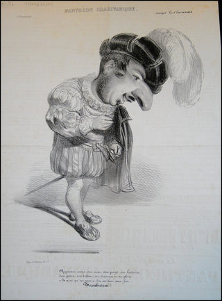 Tamburini, Antonio. (1800 - 1876) Original Portrait Caricature Lithograph