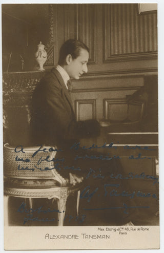 Tansman, Alexandre. (1897–1986) Signed Photograph to the Principal Cellist of the Boston Symphony Orchestra