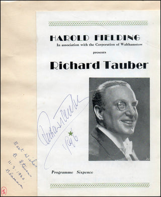 Tauber, Richard. (1891 - 1948) Signed Photograph