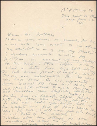 [Visual Arts] Tchelitchew, Pavel. (1898 - 1957) Autograph Letter mentiong Sitwell and Kirstein