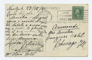 Tetrazzini, Luisa. (1871–1940) Autograph Note Signed to Aurelia Arimondi, sending Christmas and New Year's Wishes