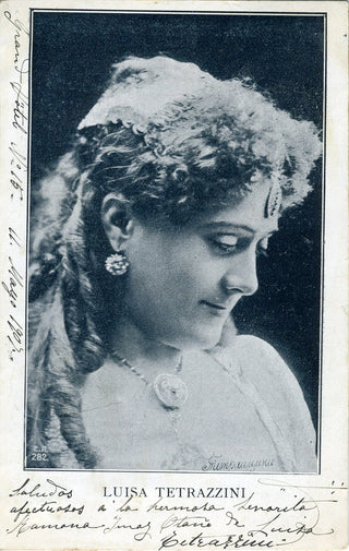 Tetrazzini, Luisa. (1871–1940) Signed and Inscribed Photograph Postcard