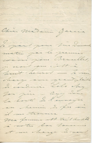 Thalberg, Sigismund. (1812-1871) Autograph Letter Signed to Madame Garcia