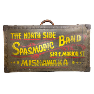 The North Side Spasmodic Band. Hand Lettered Instrument Road Case, ca. 1916