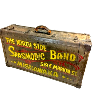 The North Side Spasmodic Band. Hand Lettered Instrument Road Case, ca. 1916