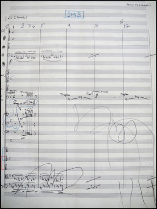 Theodorakis, Mikis. (b. 1925) Autograph Musical Score, "Shadow of the Cat."