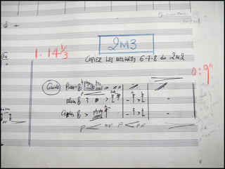 Theodorakis, Mikis. (b. 1925) Autograph Musical Score, "Shadow of the Cat."