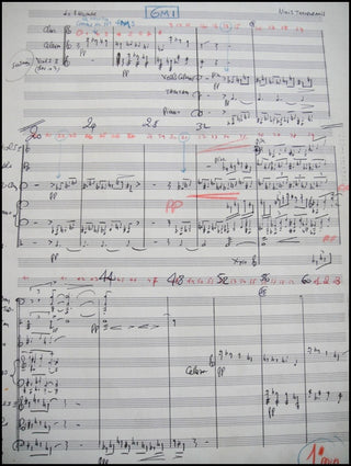 Theodorakis, Mikis. (b. 1925) Autograph Musical Score, "Shadow of the Cat."