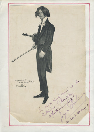 Thibaud, Jacques. (1880–1953) [Faivre, Abel. (1867–1945)] Signed Caricature Portrait to Marcel Chailley