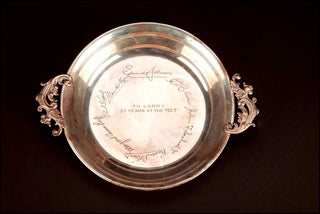 Tibbett, Lawrence. (1896-1960) Lawrence Tibbett’s engraved sterling silver tray commemorating “25 Years at the Met.”