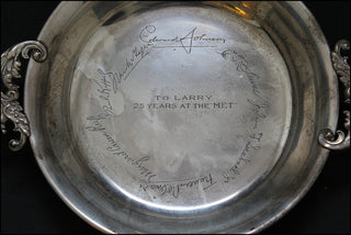 Tibbett, Lawrence. (1896-1960) Lawrence Tibbett’s engraved sterling silver tray commemorating “25 Years at the Met.”