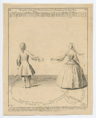 [Dance] Tomlinson, Kellom. (ca. 1690–after 1753) "The regular Order of the Minuet" - Engraving from "The Art of Dancing"