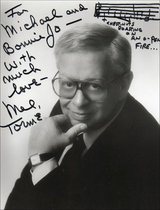 Tormé, Mel. (1925–1999) Signed Photograph with Autograph Musical Quotation, "Chestnuts Roasting."